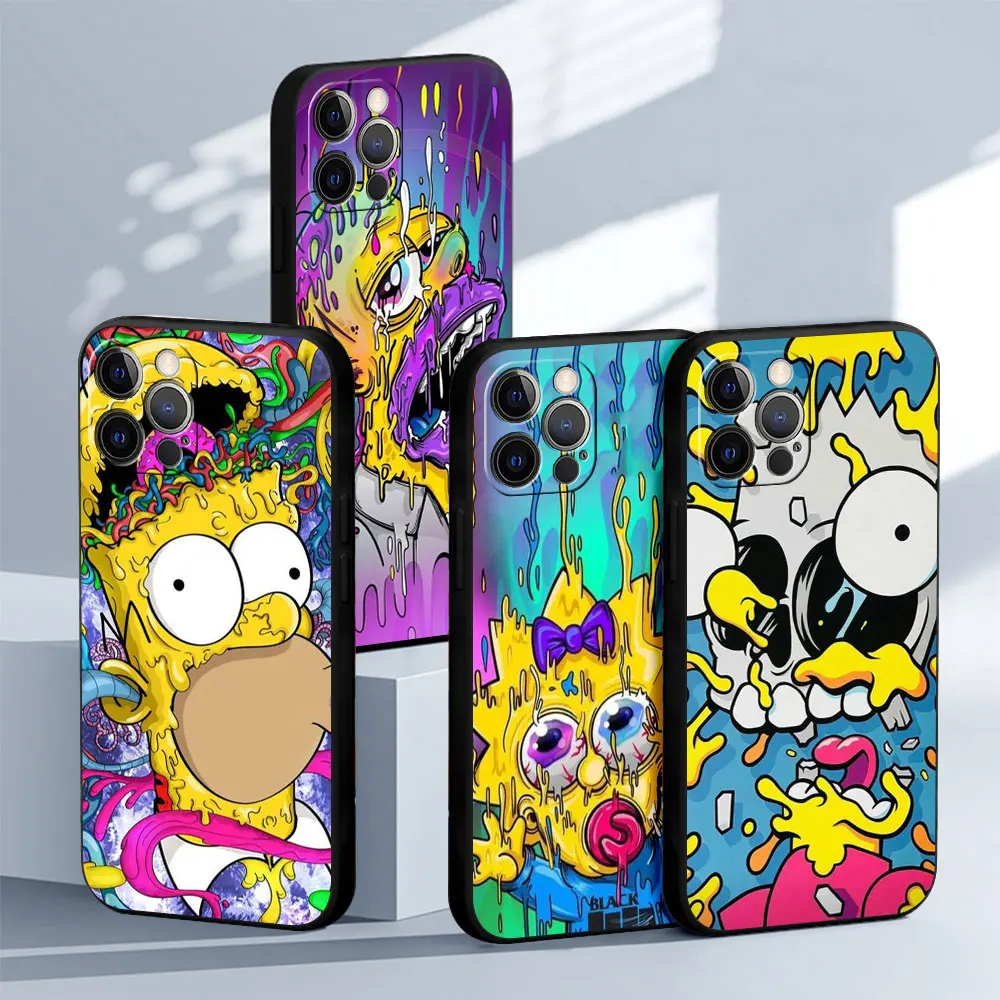 Custodia Homer Simpson Per Apple Iphone 11 13 14 15 Pro Max 12 Mini 8 7 Plus Xr X Xs 6 Black Shell Soft Funda Tpu Cover Paraurti