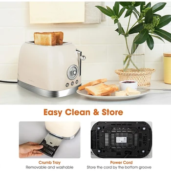 Crownful 2 Slices Bread Toaster for Sandwiches Waffles Extra Wide Slot Toasters Electric Kitchen Double Oven 120V Mini Toaster 4