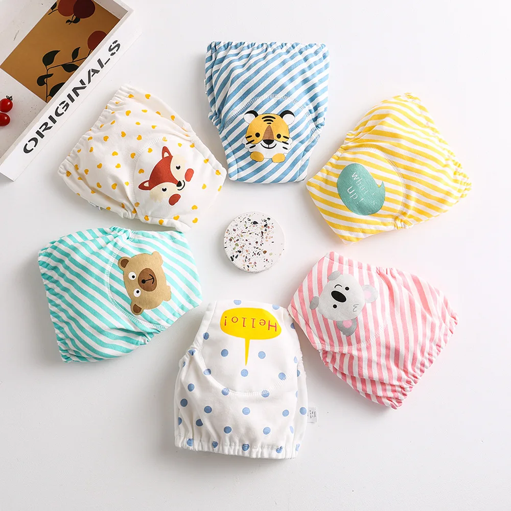 Korean Style Cute Cotton Baby Waterproof Training Pants New Baby Diaper Infant Washable Shorts Panties Nappy Changing Underwear, baby training pants, cloth diapers, waterproof diapers