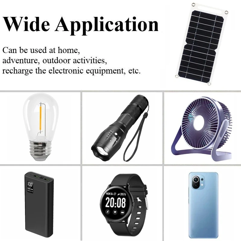 6.5V 30W Solar Panel with USB Waterproof Outdoor Hiking And Camping Portable Battery Mobile Phone Charging Bank Charging Panel 5