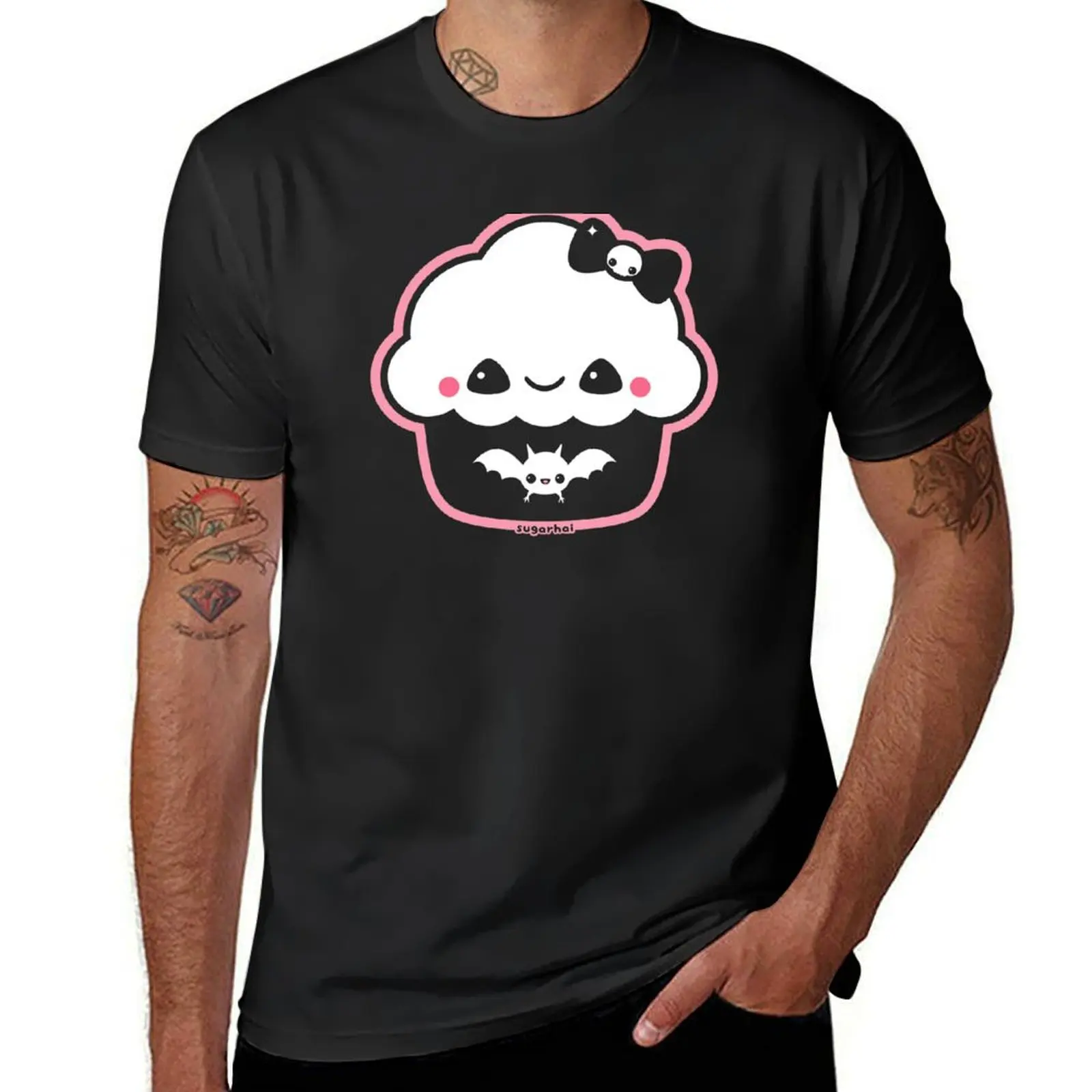 Spooky Cute Cupcake T-Shirt summer clothes plus sizes heavyweights oversizeds black t-shirts for men