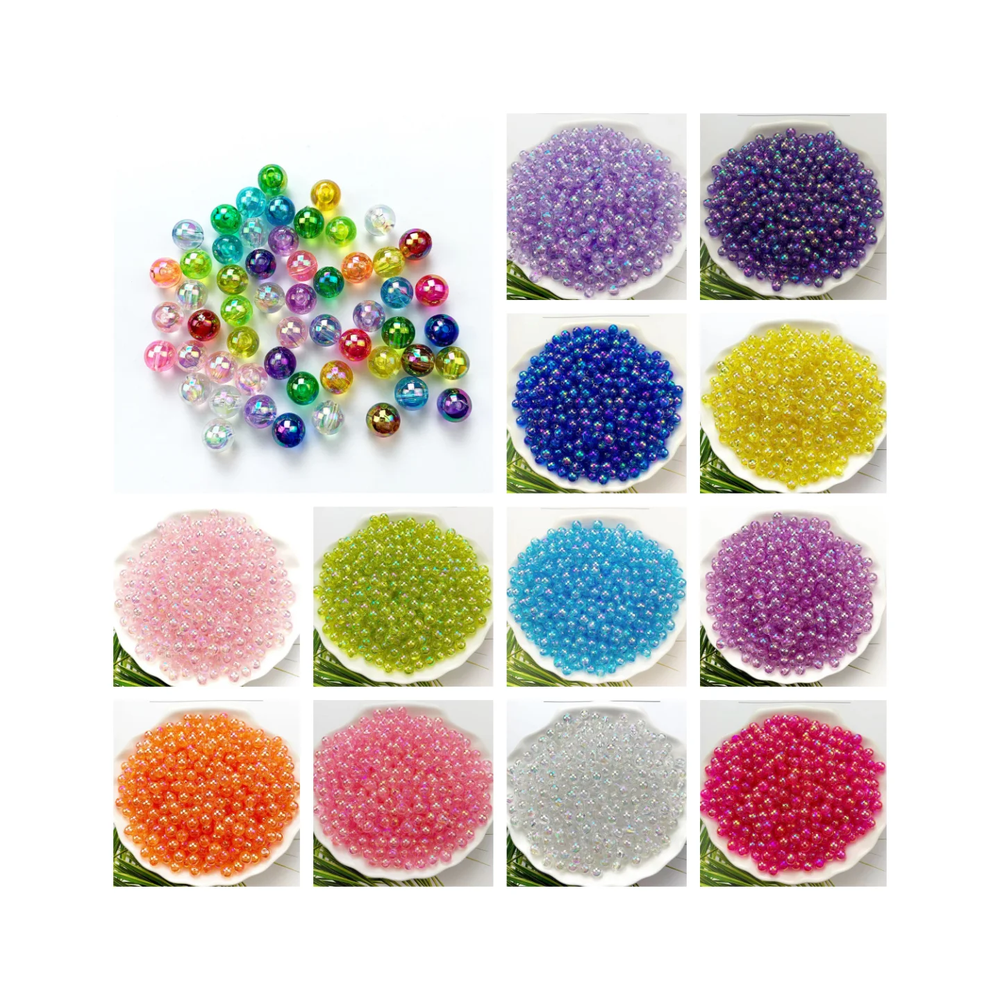 

500g large package 3/4/5/6/8/10mm colorful AB magic ball bubble beads colorful acrylic beads DIY accessories.