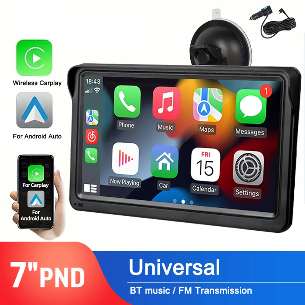 

7Inch Car Radio Portable Wireless Apple Carplay Android Auto Stereo Multimedia Touch Screen Bt Navigation Mp5 Fm Usb Aux