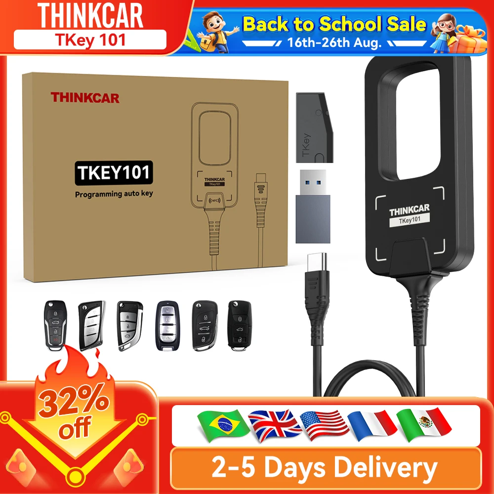 Programmatore di chiavi THINKCAR TKey 101 per generazione/abbinamento chiavi auto, lettura e scrittura chip antifurto.