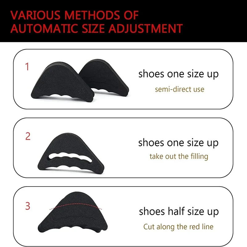 Shoe Insoles Toe Pads Toe Plug Soft Half Insoles Reusable Toe Sponge Filler Inserts for Shoes Adjustable Too Big Foot Brace Pads Unisex