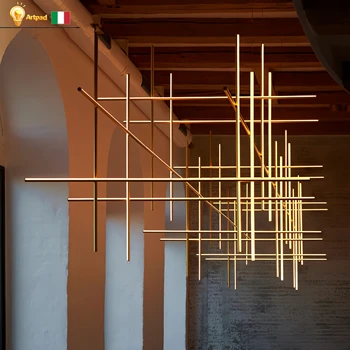 Modern Gold Tube Chandelier 1