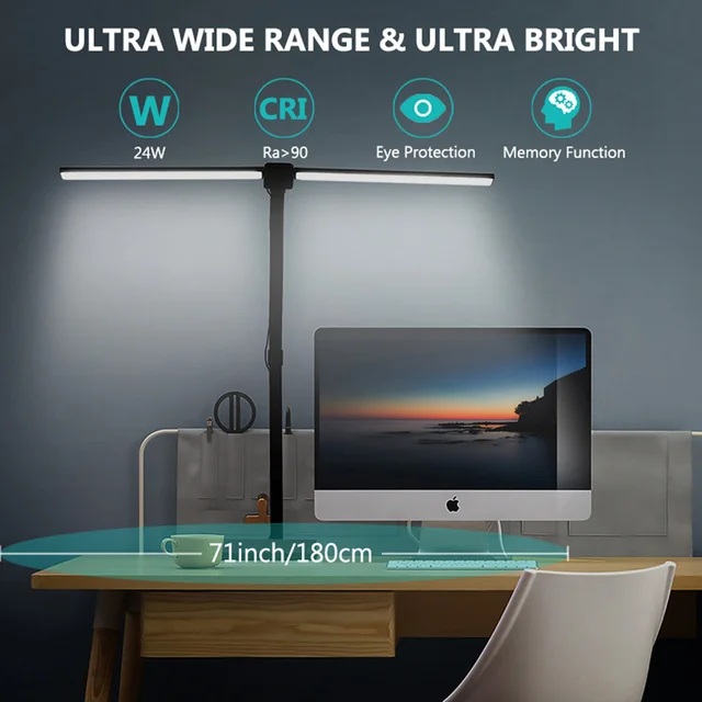 Lampada Da Scrivania A Led A Doppia Testa Dimmerabile, 24W - Foto 3