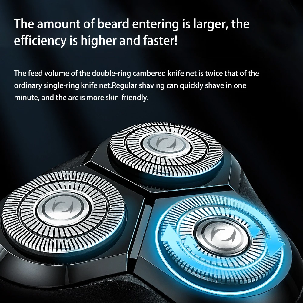 (에서 선박 us) KM-9013 전기 면도기 남성 습식 건식 수염 대머리 전기 면도기 충전식 얼굴 면도 기계