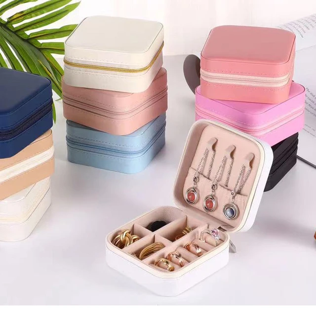 Mini Jewelry Organizer Portable Storage Box With Zipper For Ring