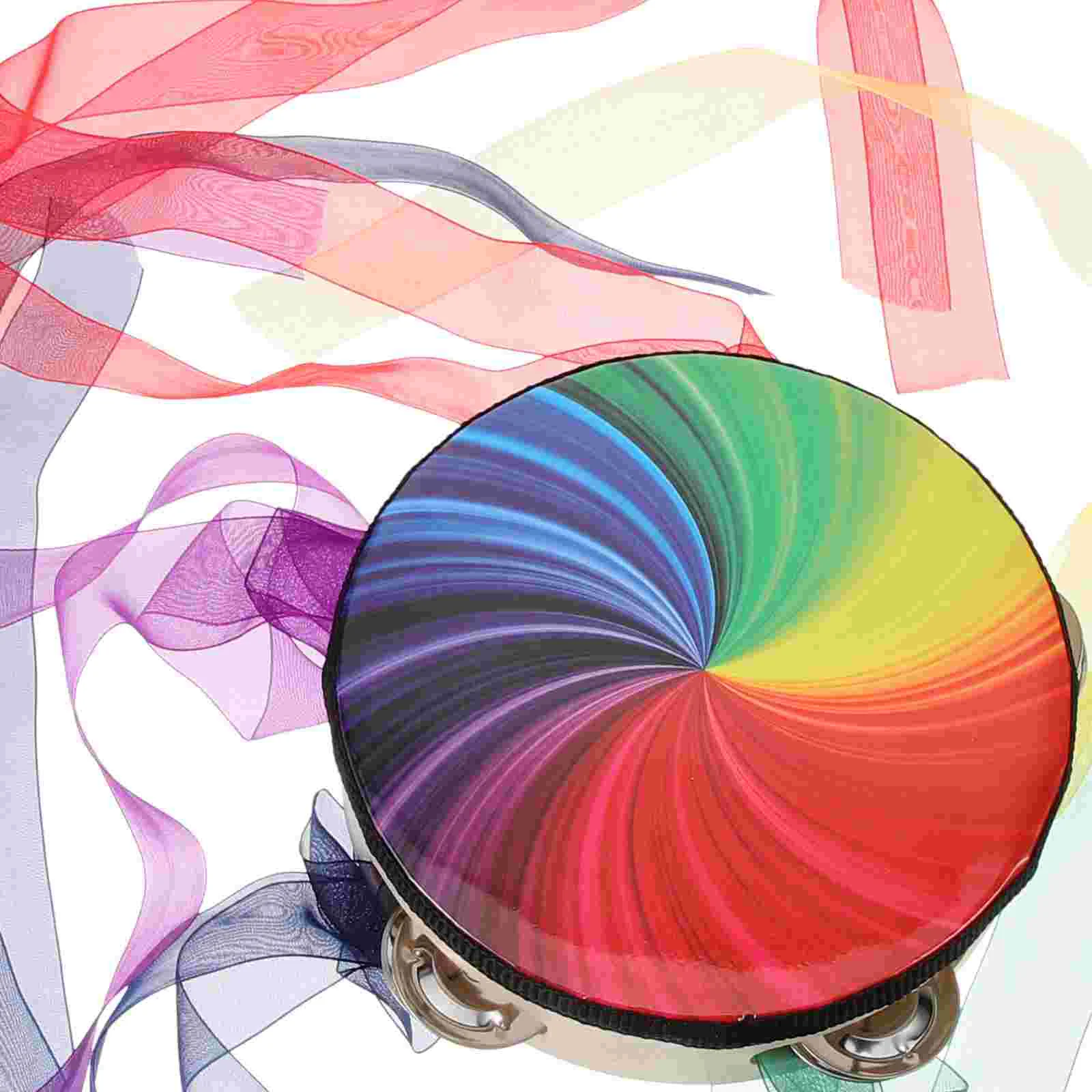 6 Inch Hand Drums Tambourine With Ribbons Dance Props Musical Instrument Stage Performance Percussion Drum For Portable Hand