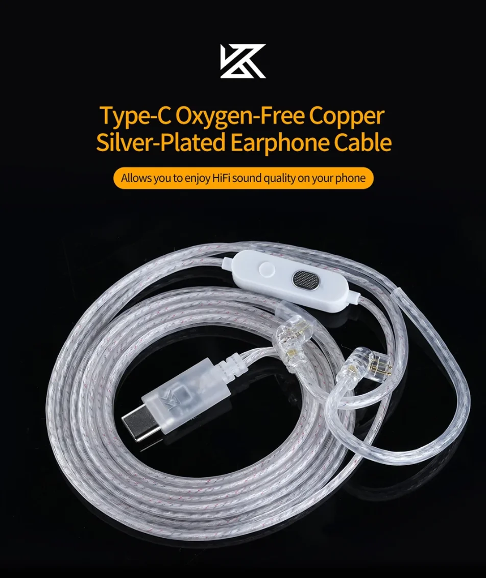 Premium Silver-Plated Upgrade Earphone Cable with Type-C Connector
