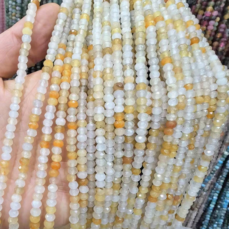 

New Natural Yellow Jade Cut Abacus Beads Handmade DIY Bracelet Necklace Sweater Chain Jewelry Accessories Wholesale