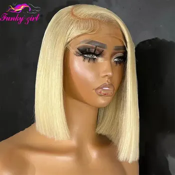613 Blonde Bob Wig Human Hair 13x4 Transparent Lace Front Wigs Human Hair Pre Plucked with Baby Hair 8-16 Inch Short Bob Wigs 1