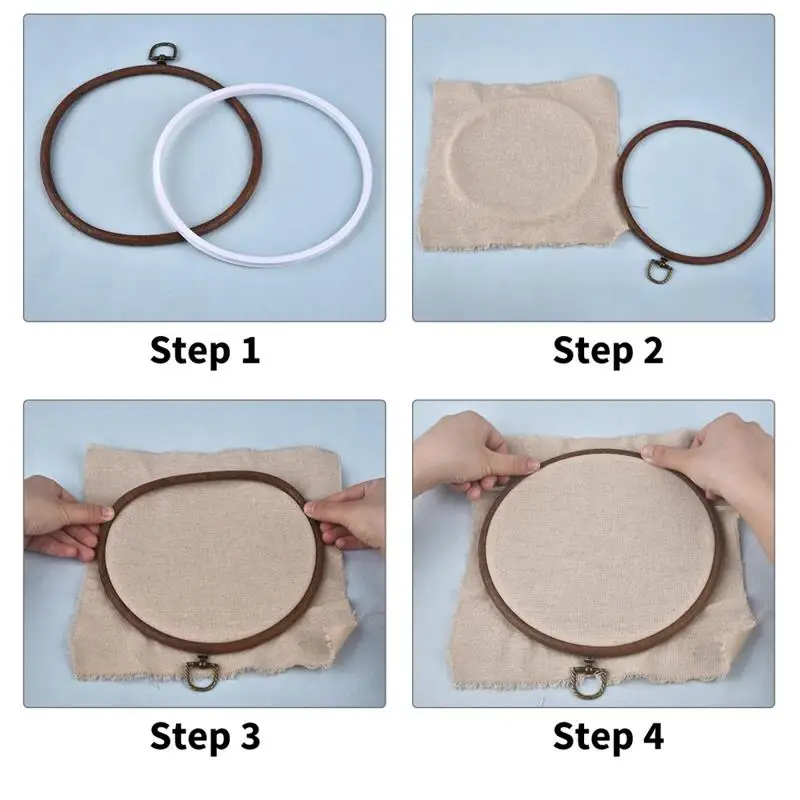 Description Picture 5 of itemSewing Tool Round Oval Wooden Color Embroidery Hoops Frame Set Plastic Embroidery Hoop Rings For DIY Cross Stitch Needle Craft