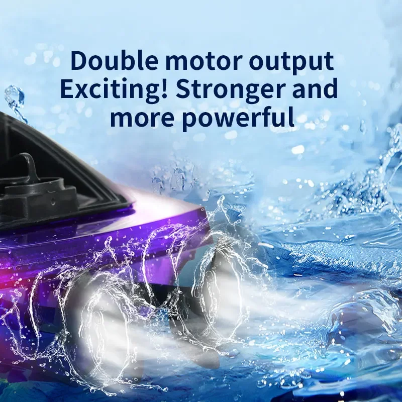 JJRC 2.4G RC Mini Speedboat Cool Lighting Remote Control Double Motor High-speed Competitive Boat Kids Toys Boy Multiplayer Game 5