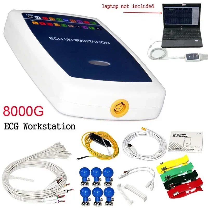 8000G Workstation Portable ECG Waveform Recorder Analyzer System 12 Lead Resting Heart Resting Analysis System