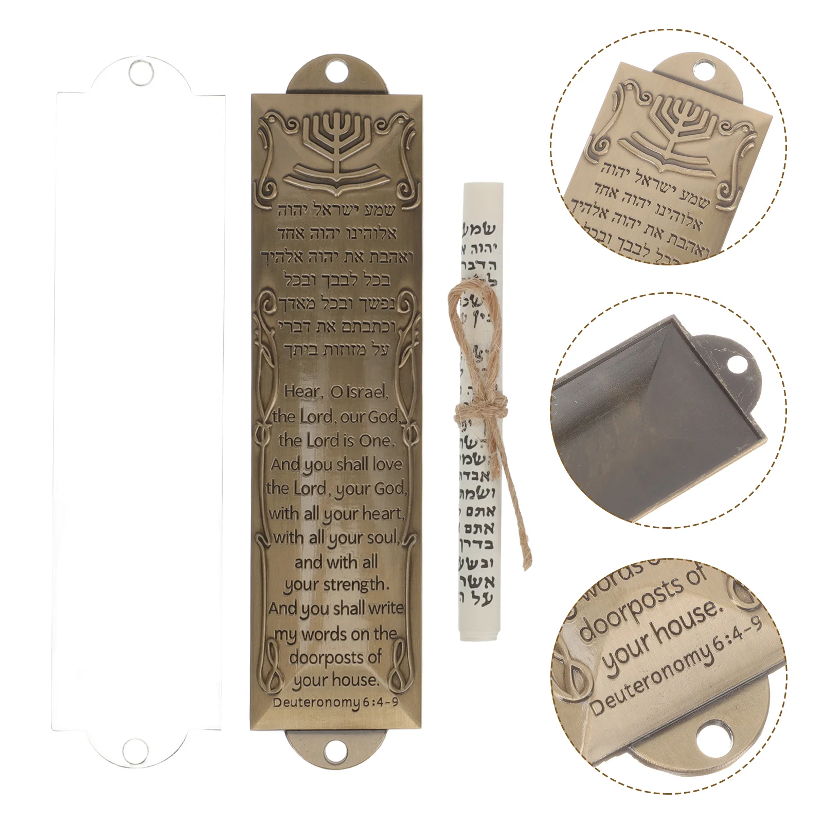 

Religious Holy Scroll Mezuzah Embellishments for Crafts Gift Catholic Judaica Decor Metal Man Jewish Door