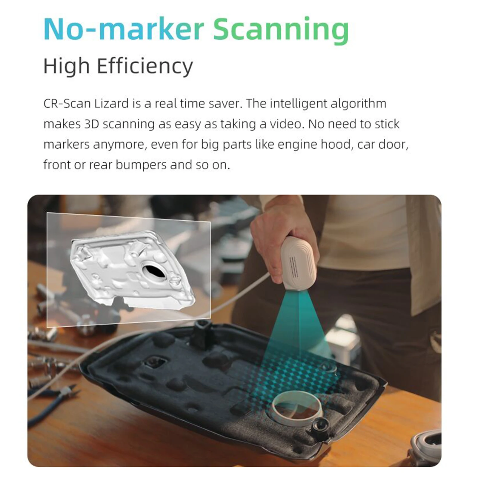 Creality CR-Scan 도마뱀 표준 3D 모델링 산업용 스캐너, 고정밀 지원, 블랙 컬러 복원, OBJ/STL Ou, 0.05mm