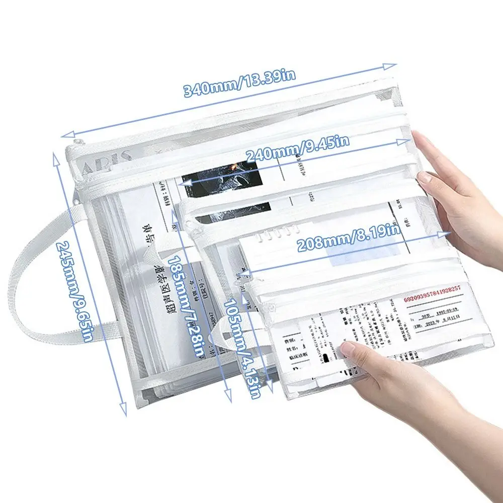 고품질 A4/A5/A6 메쉬 보관 가방 대용량 투명 펜 가방 더블 레이어 지퍼 파우치 선물