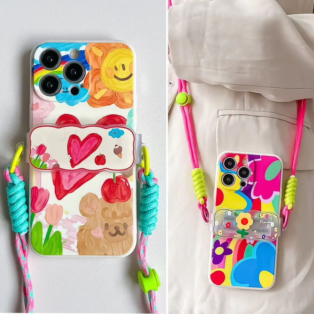 Versatile Crossbody Lanyard Back Clip Cover with Bracket Chain