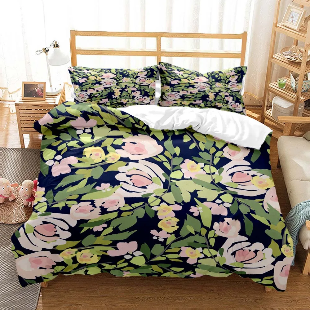 

Ins Flowers pattern Polyester Bedding Sets Child Kids Covers Boys Bed Linen Set for Teens bedding set bed comforter set