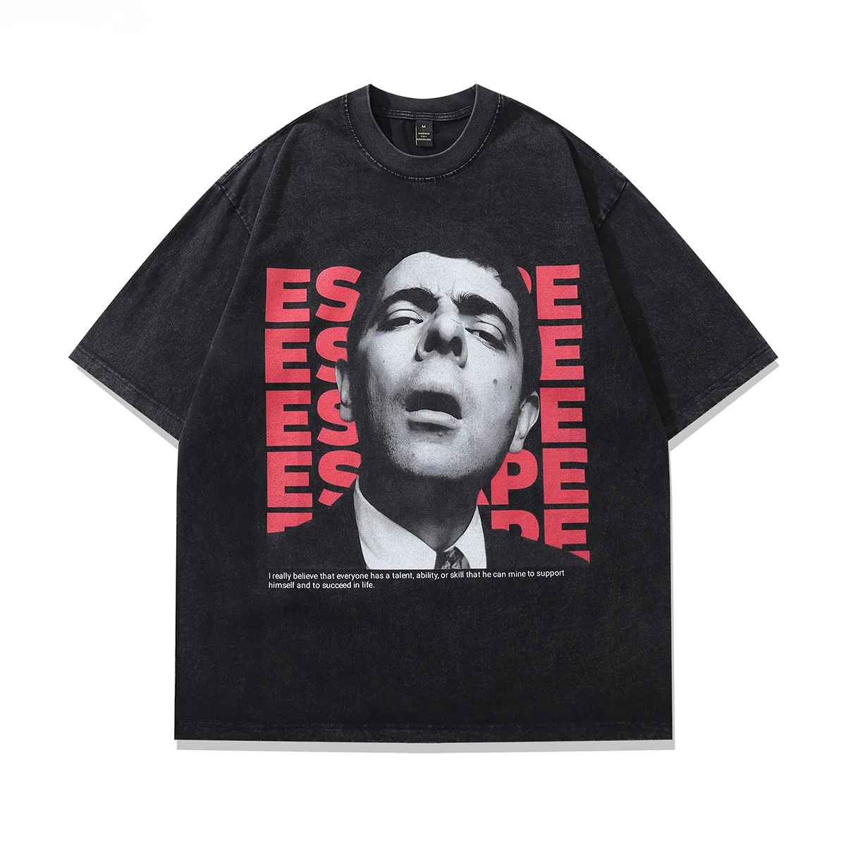 Men's Pure Cotton Washed Retro Printed Short-sleeved T-shirt Casual Loose Animation Printed Men's and Women's Trend Tops 6
