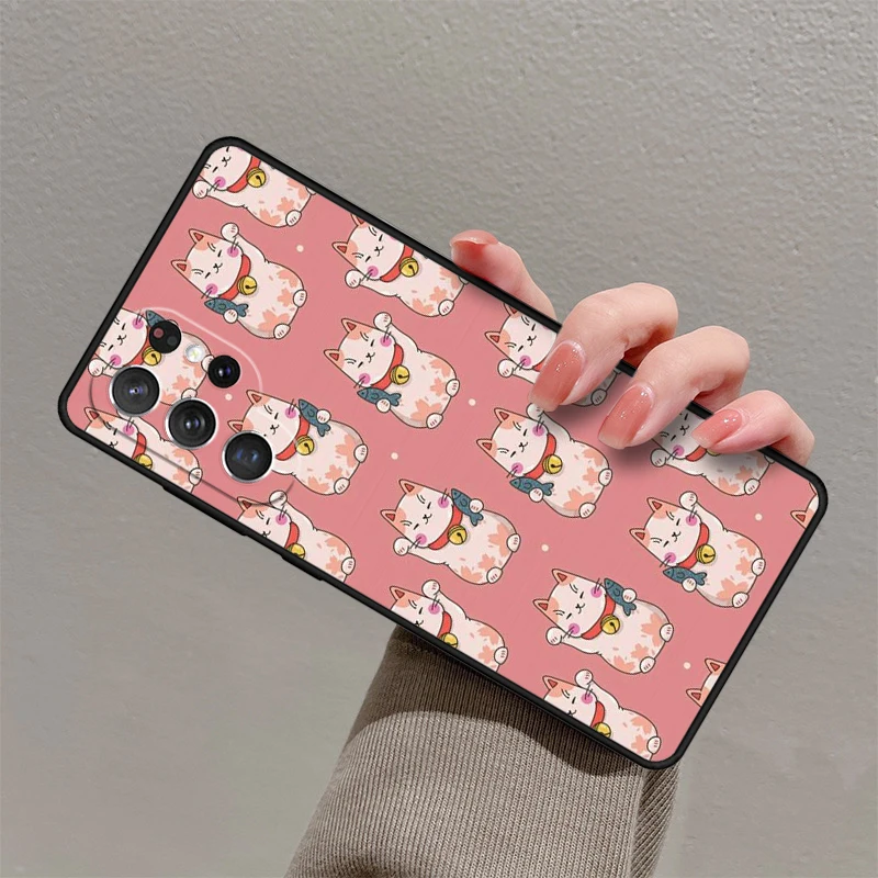 thumbnail image 1 of Funda de teléfono con diseño de gato de la suerte para Samsung Galaxy S23, S21, S20 FE, S24, S22 Ultra, Note20, S10, S9, S8 Plus, de silicona, 1 of 5