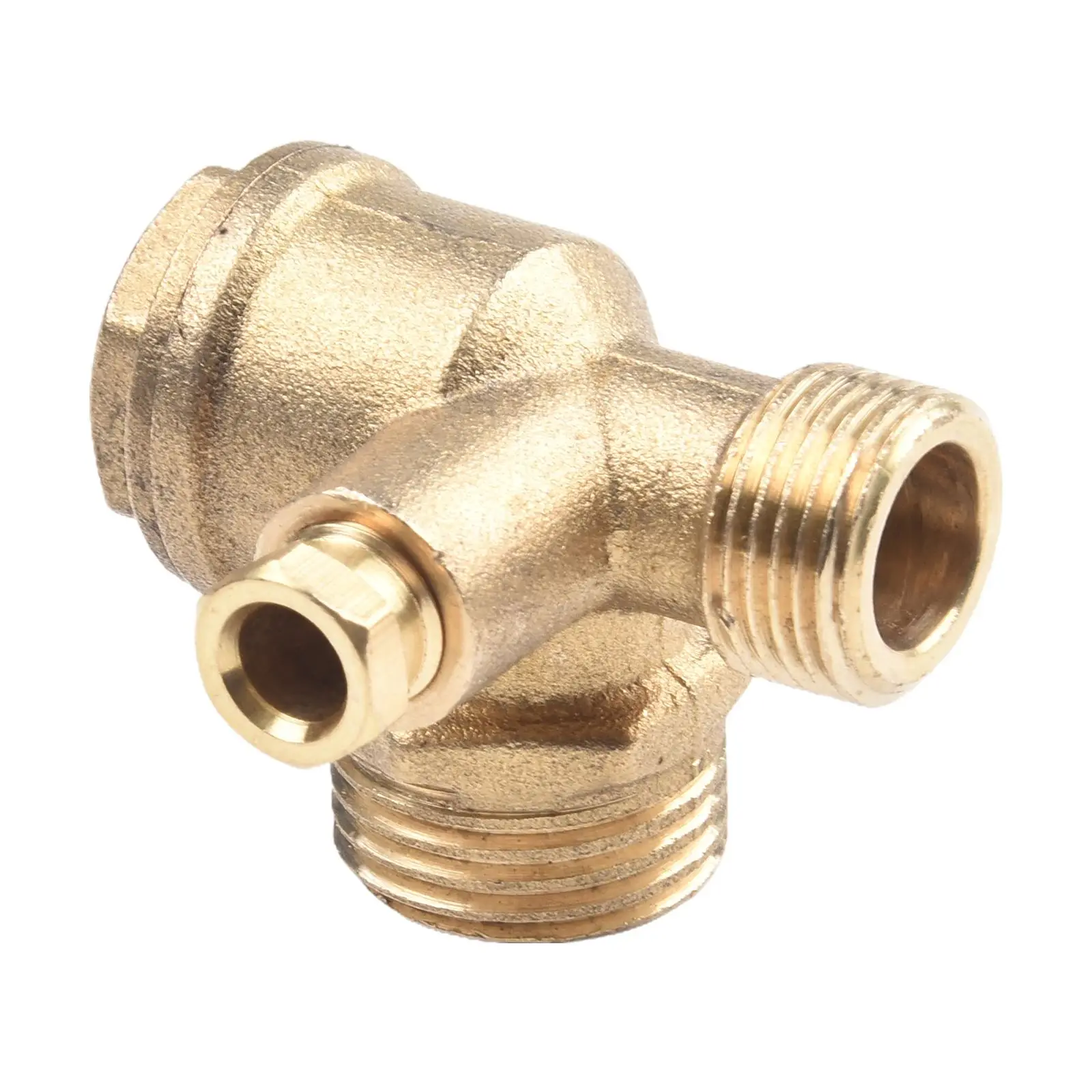 1pc Air Compressor Check Valve G1/2 3-Port Brass Male Threaded Check Valve Connector Tool With Lock Cylinder Screw