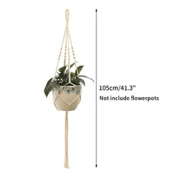 Handmade Boho Macrame Cotton Rope Hanging Basket for Plants, Home & Courtyard Decor (S17)