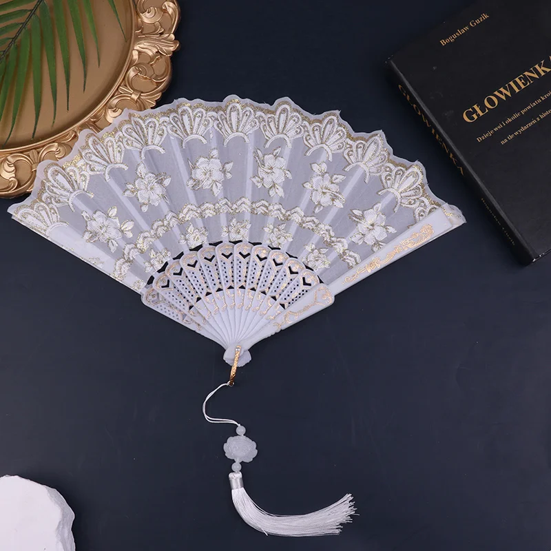 WANGCL Lot De 4 éventails Chinois Pliants En Tissu Oriental, Pour Danse, Cosplay, Fête De Mariage, Décoration D'intérieur (noir