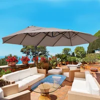 Patio Umbrella Double-Sided Outdoor Market Extra Large Umbrella with Crank, Cross Base for Deck, Lawn, Backyard an 1
