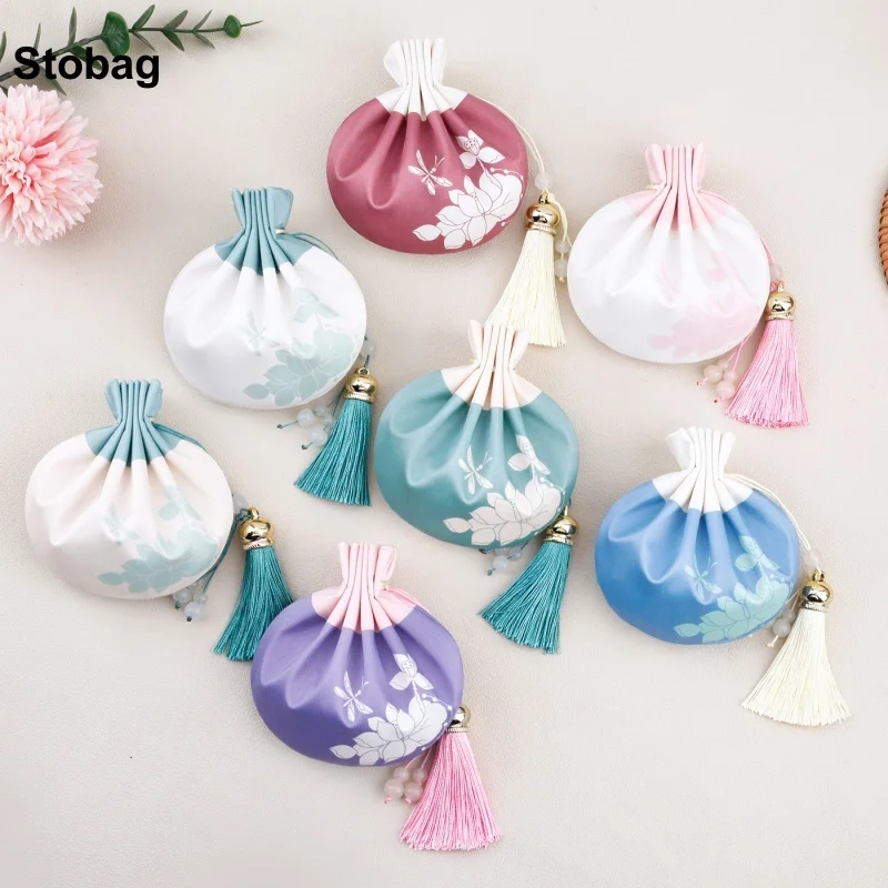 

StoBag 20pcs Wholesale Chinese Sachet Hanging Bags Drawstring Gift Jewelry Package Storage Pocket Reusable Pouches Decoration