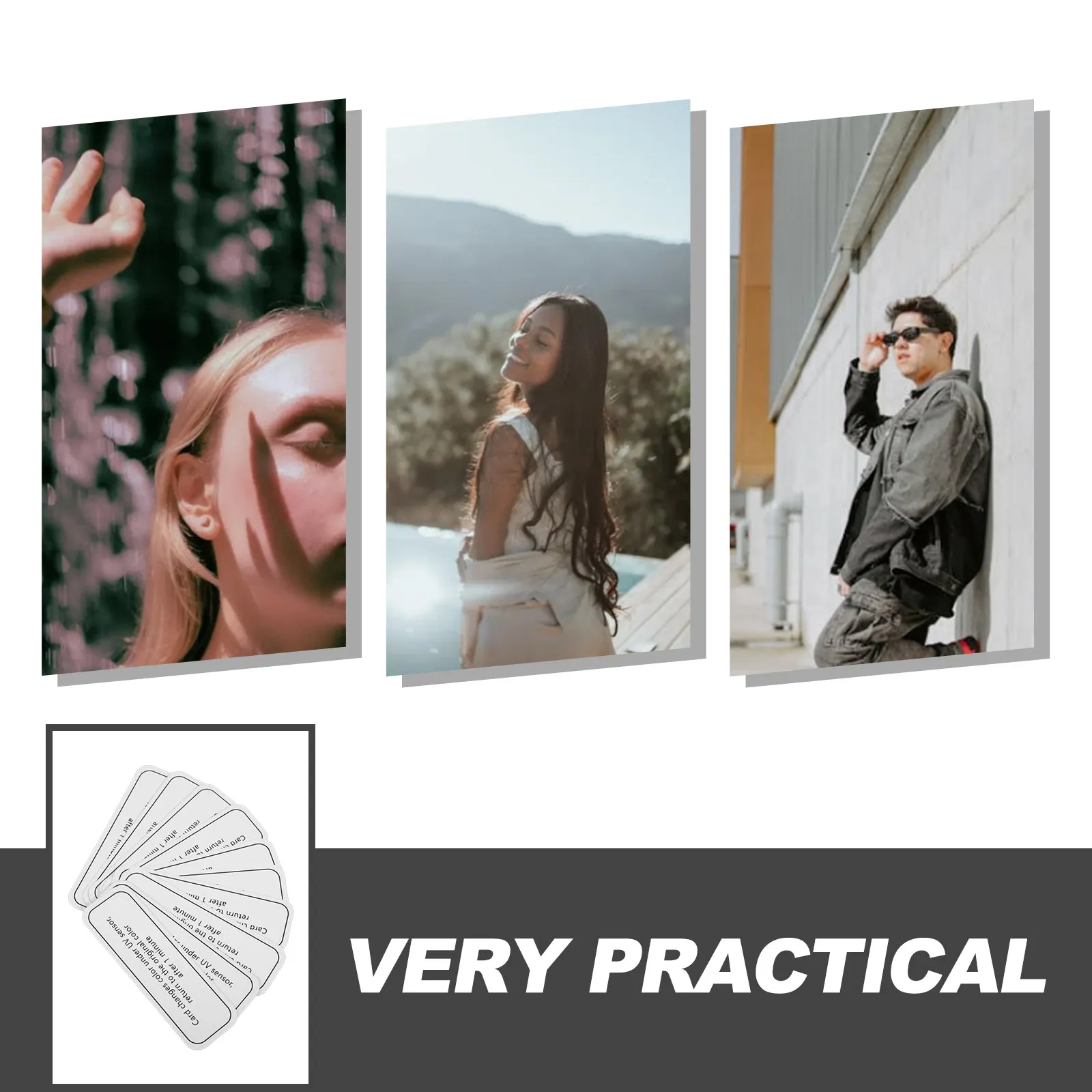 10Pcs Uv 테스트 카드 자외선 차단제 피부 야외 테스트를 위한 PVC 소재 Uv 강도 식별자
