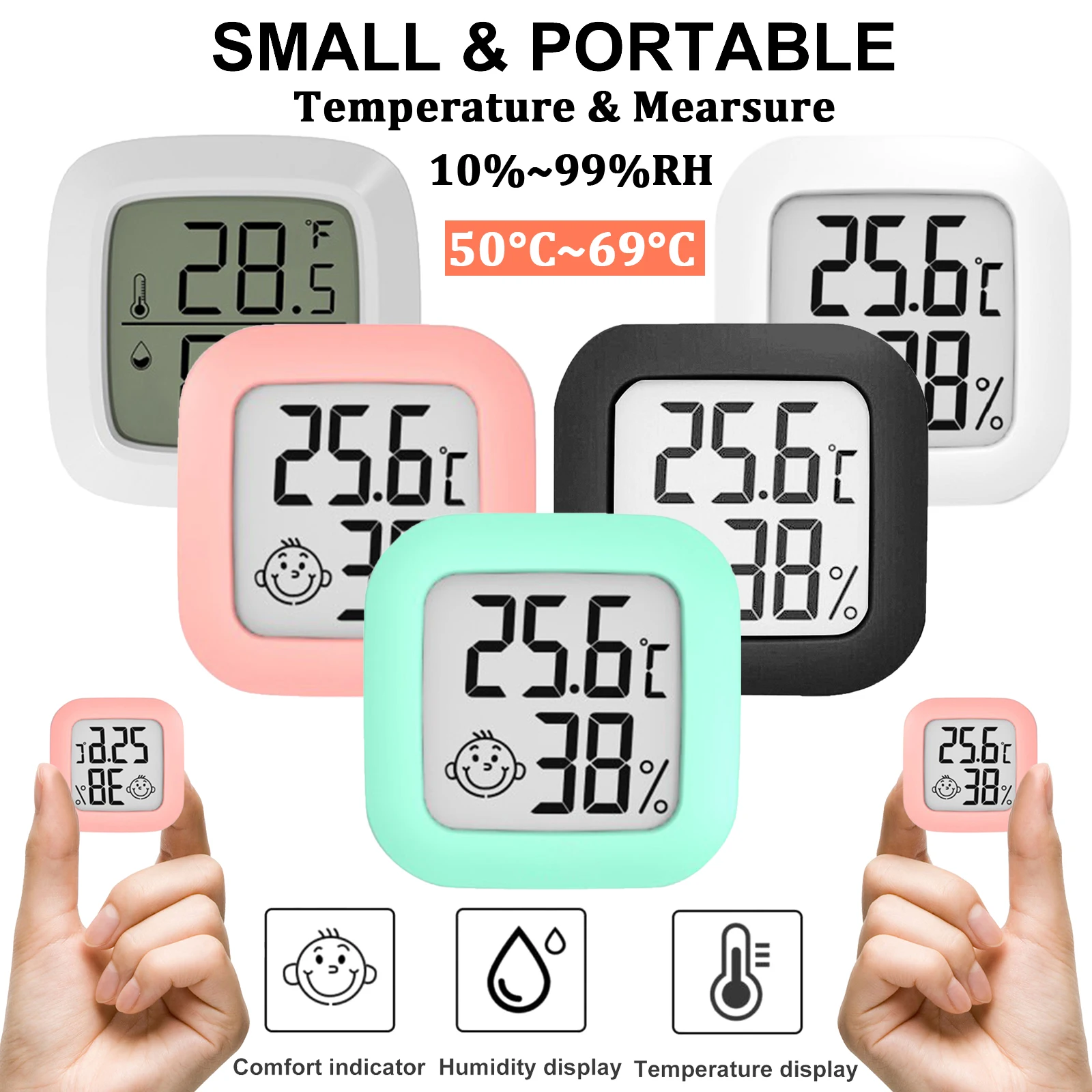 Digital Mini Hygrometer with Built-In Indoor Thermometer and Humidity Meter  with Comfort Scale