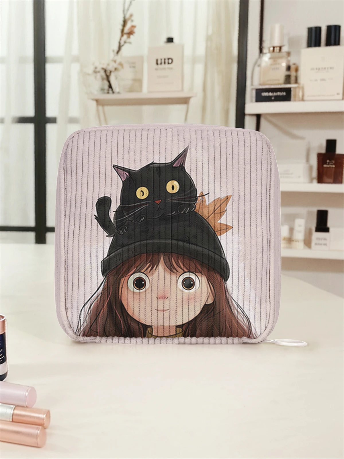 Girl pattern printed sanitary napkin storage bag, women's lightweight tissue bag, sanitary tissue bag