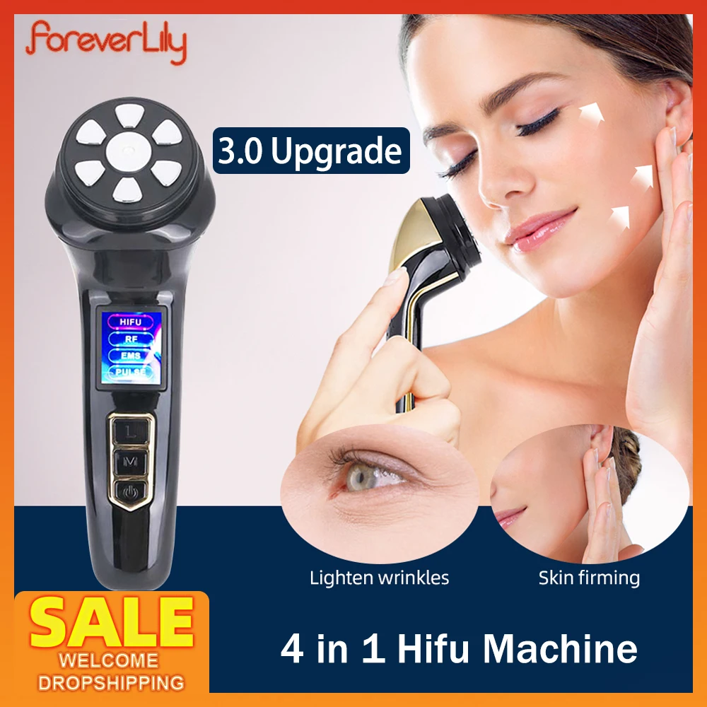 Upgrade 3.0 LED Photon HIFU Machine Ultrasonic RF EMS Micro Current Facial Beauty Massager Home SPA Face Neck Lifting Anti Aging