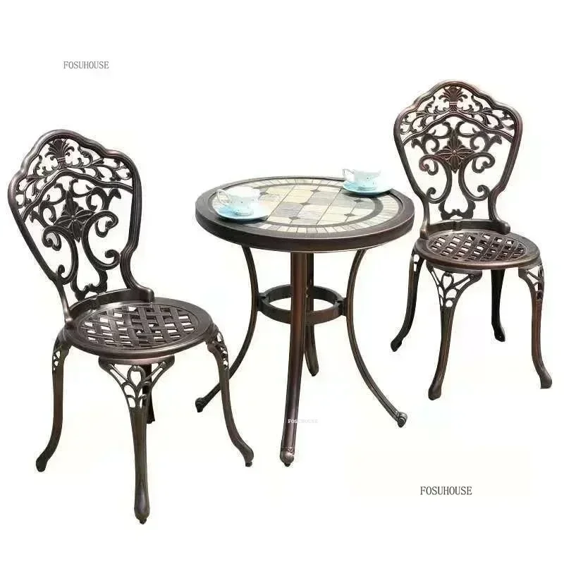 Outdoor Cast Aluminum Tables and Chairs Set for Patio Garden