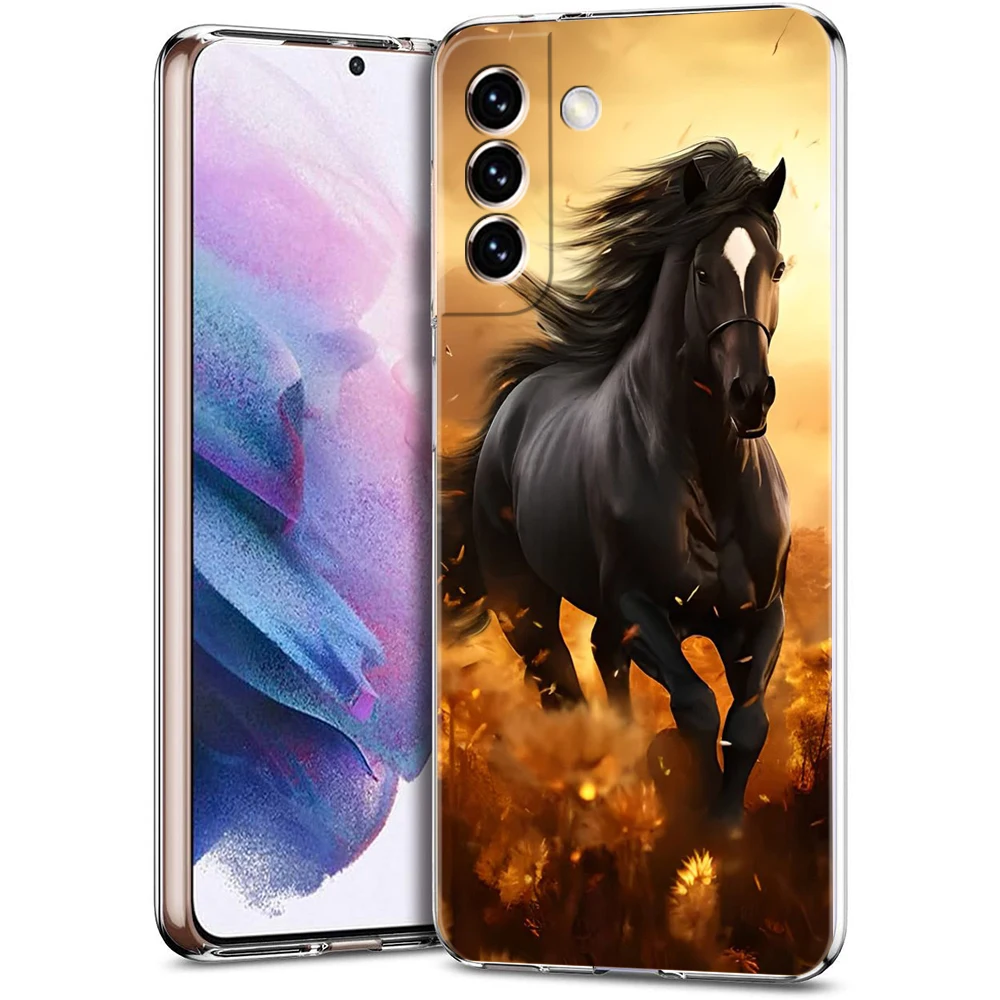 Pferd Telefon Fall für Samsung Galaxy S24 S23 S22 S20 S21 FE Ultra S24 S23 S10 S10E S9 S8 Plus 5G Transparent Shell Fundas Capas – Detail 2