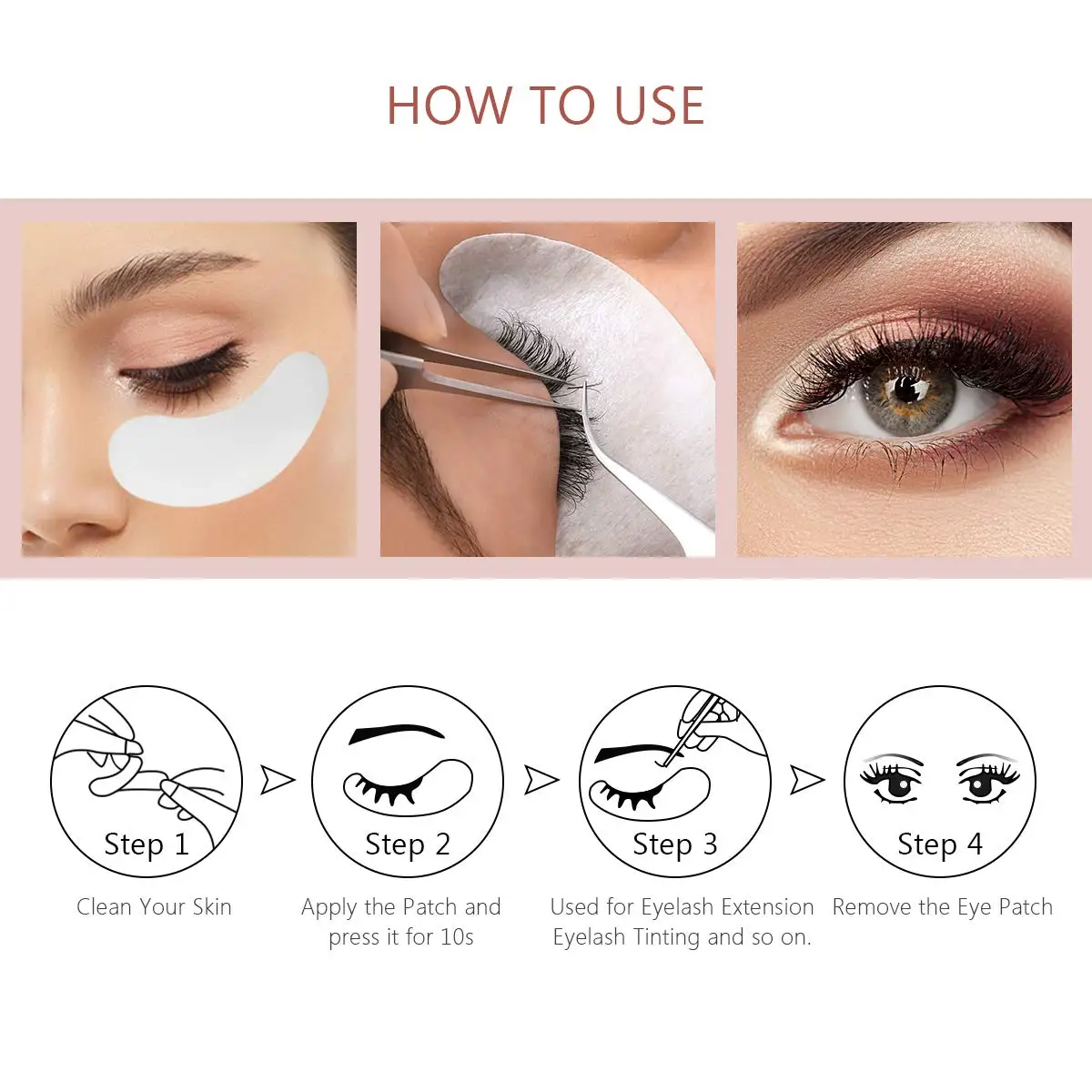 Eyelash Patches 100Pairs Hydrogel Eye Patch for Building Eyelash Extension Under Eye Pads Grafted Lash Stickers Beauty Tools eyelash patch eyelash pads eyelash patches eye patches eyelash accessories eyelash extension supplies