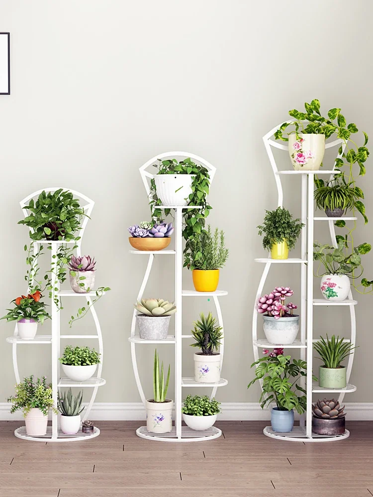 Multi-Storey Indoor Balance Iron Art Flower Shelf Metal Flower Pot Landing Type Plant Stand Storage Rack Living Room Simple