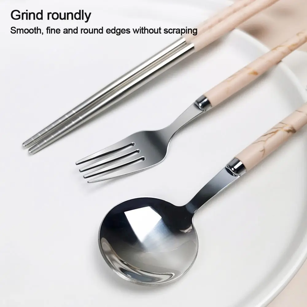 Description Picture 4 of item3Pcs/Set Portable Cutlery Set With Box Spoon Fork Chopsticks Set Stainless Steel Lunch Tableware Dinnerware Kitchen Accessories
