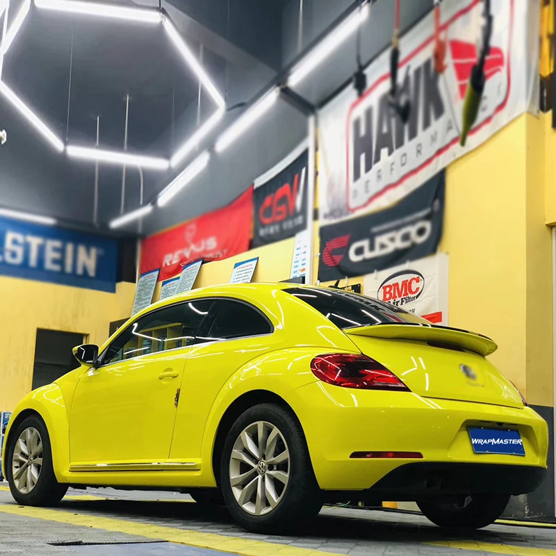 Carta Da Imballaggio Per Auto Vinil Con Pellicola Di Cristallo Super Lucida Con Bolla D'Aria 1.52 X1 8M/Rotolo Giallo Limone