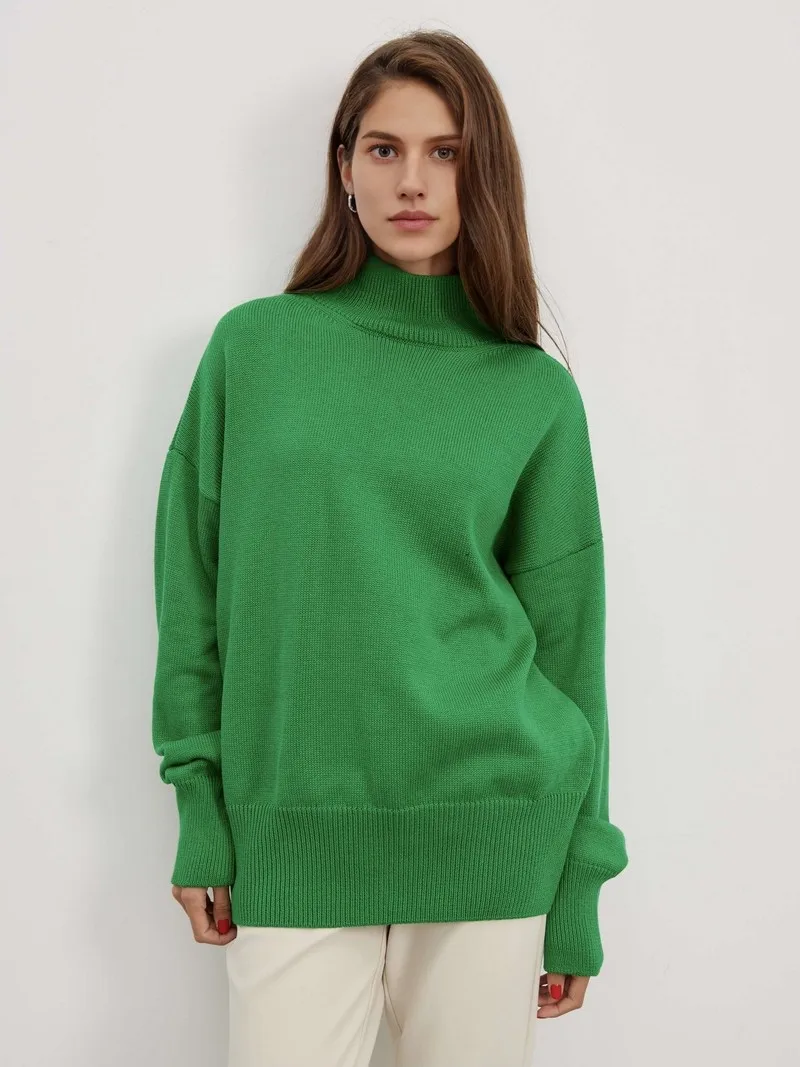 

Wixra Autumn Winter Women Knitted Turtleneck Stand up Collar Sweaters 2023 Casual Basic Pullover Jumper