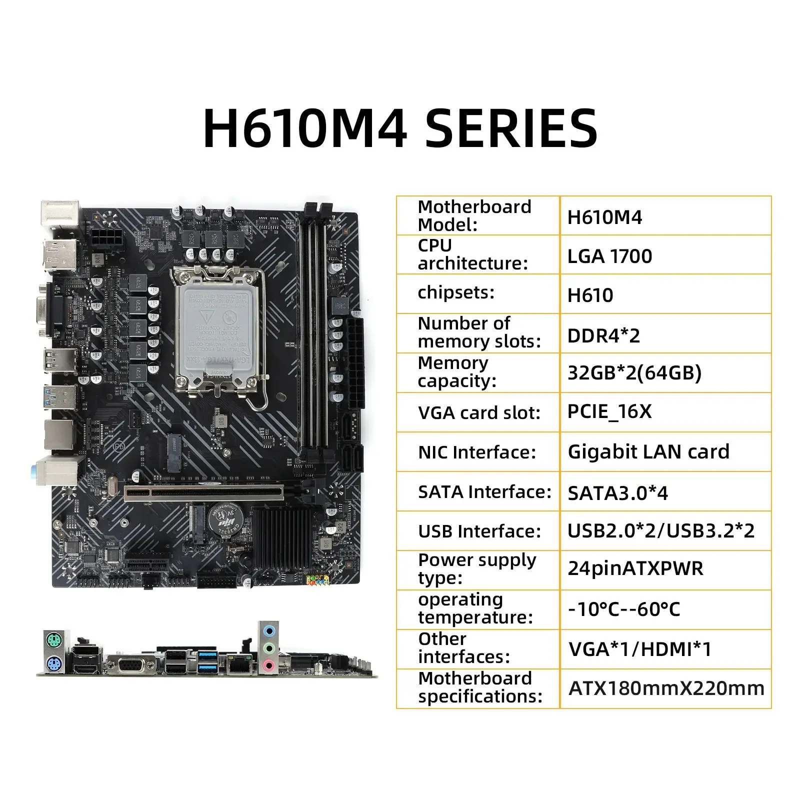 

H610M4 Motherboard Computer mainboard support DDR4 RAM Socket LGA 1700 CPU