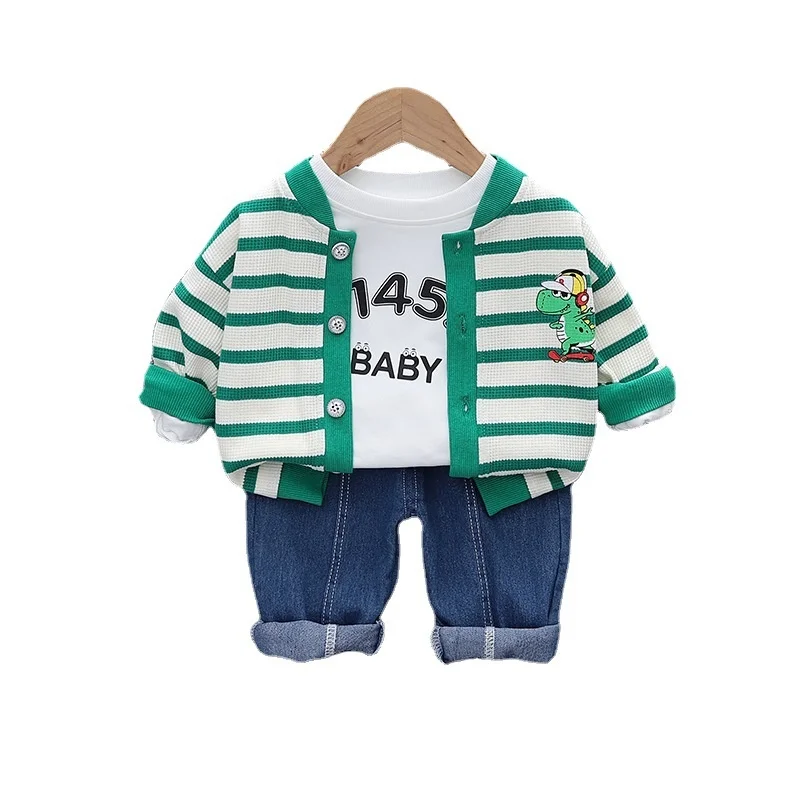 

New Spring Autumn Baby Boys Clothes Children Girls Striped Jacket T-Shirt Pants 3Pcs/Sets Toddler Casual Costume Kids Tracksuits