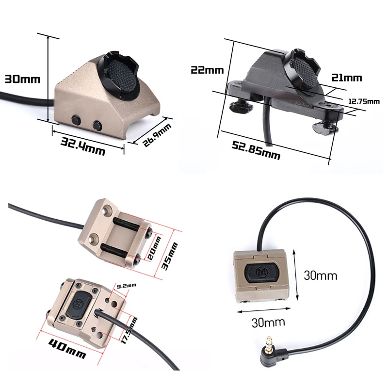 Interruptor de pressão remoto duplo ModButton, Mlok Keymod, trilho de 20mm, M300, M600, DBALA2, botão quente, unidade tática