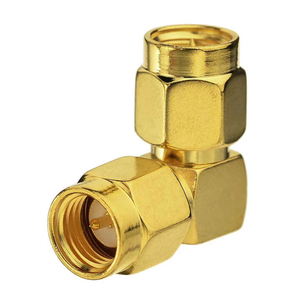 Gold Plated Brass SMA Male to Male Right Angle RF Adapter