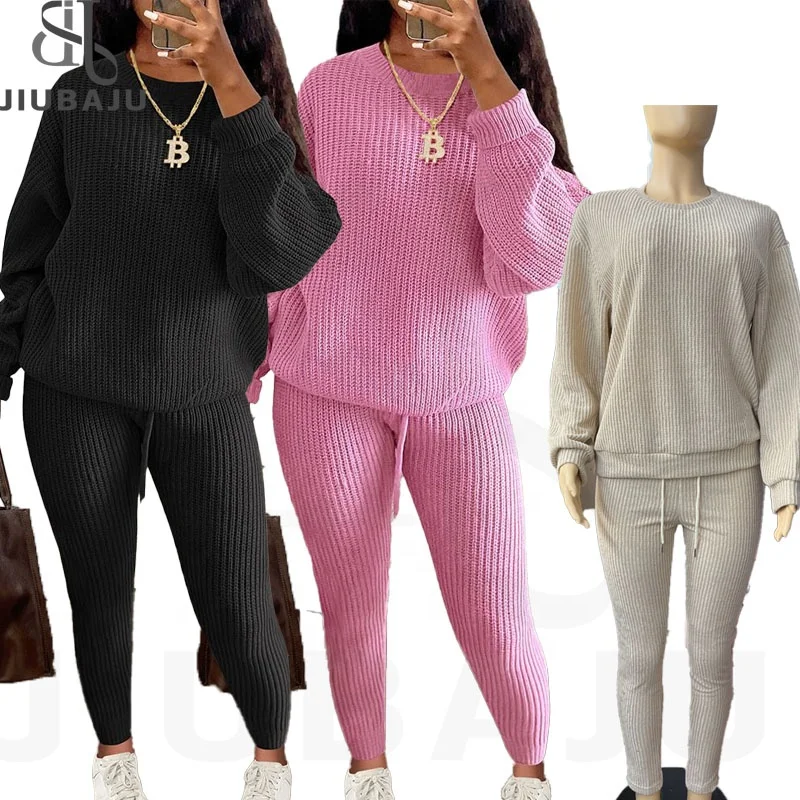 

Ladies Knitted Sweaters 2 Pieces Sets Women Fashion Autumn Winter Streetwear Knit Outfit Sweater Pants