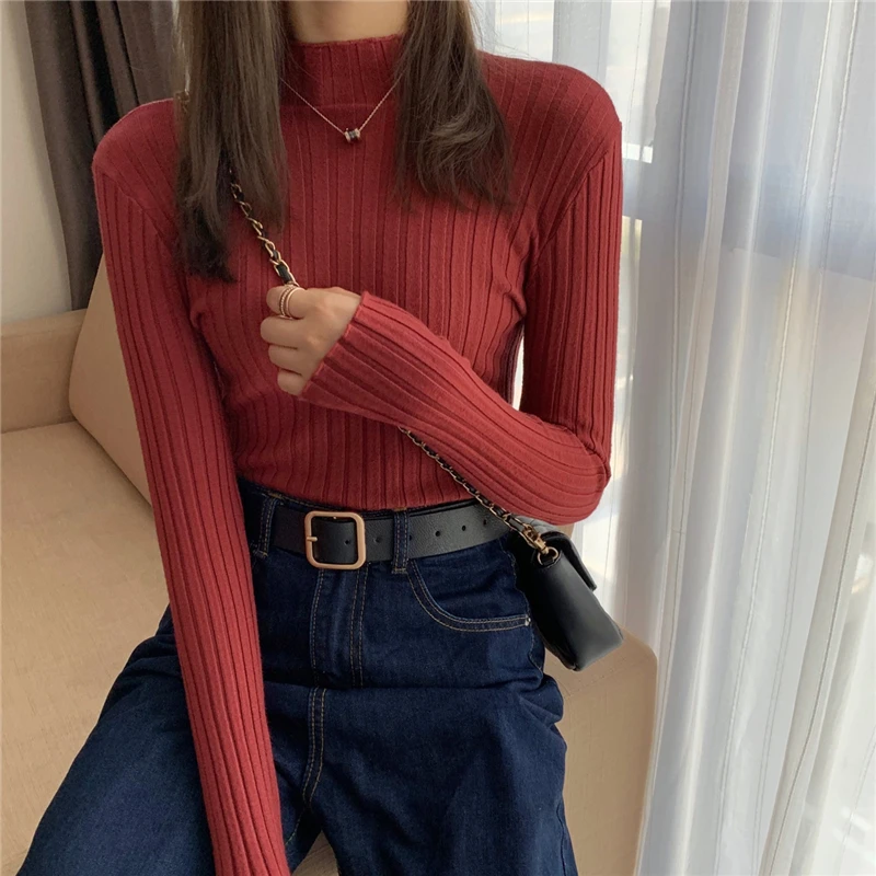 black sweater winter clothes Knitted woman sweaters Pullovers spring Autumn Basic women's jumper Slim women's sweater cheap pull long sleeve ladies sweater