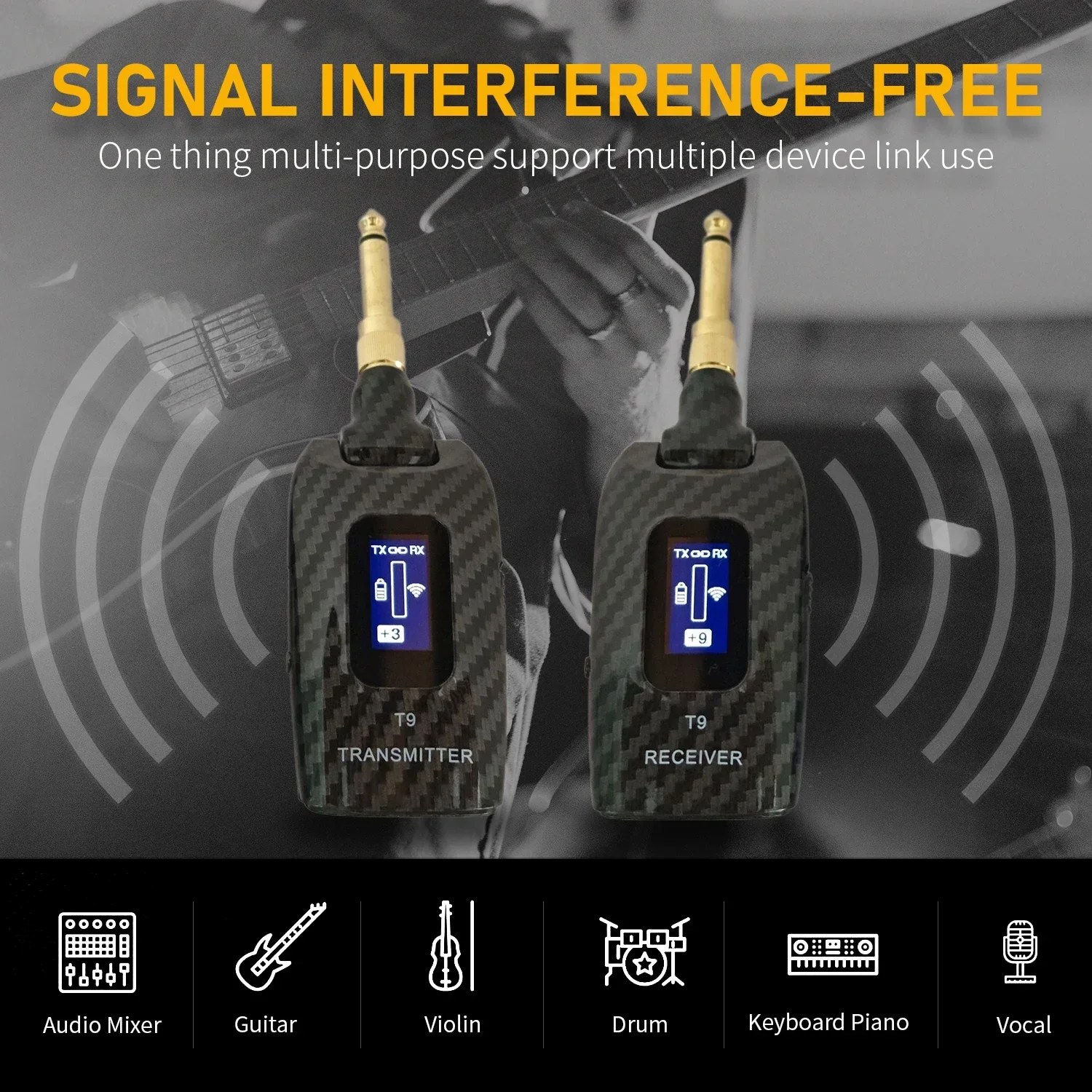 

T9 5.8GH Wireless Guitar System Wireless Audio Transmitter Receiver for Guitar Bass Sax Violin Guitar Parts & Accessories